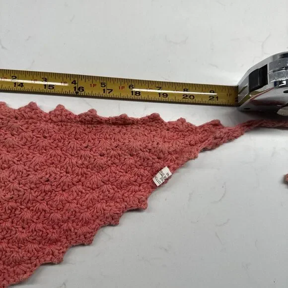 Handmade Crochet Boho Head Scarf Bandana Kerchief Hair Scarf Pink/Salmon - Picture 11 of 13